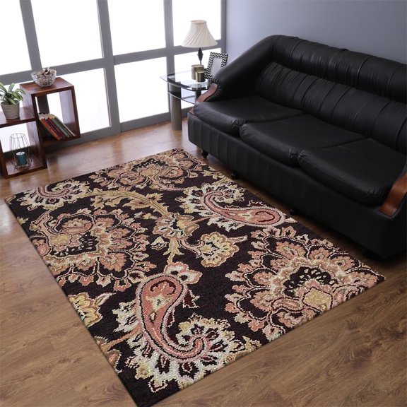 Rugsotic Carpets Hand Tufted Wool Eco-Friendly Area Rugs - 3'x5', Rectangle, Brown, Modern Contemporary Design, High Pile Handmade Anti Skid Rugs for Living Room, Bed Room (K00151)
