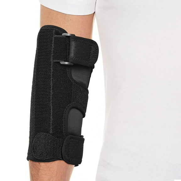 Elbow Brace for Ulnar Nerve Entrapment, Adjustable Cubital Tunnel Brace with 2 Removable Metal Splint for Sleeping, Elbow Immobilizer for Cubital
