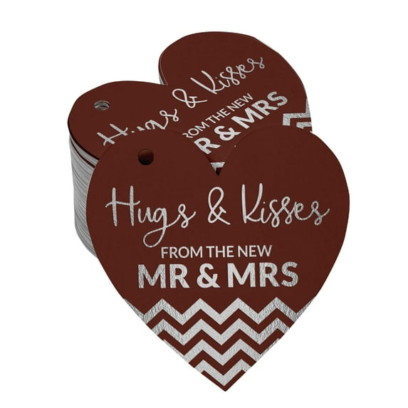 Inkdotpot Hugs & Kisses From The Wedding Bottle Tag Real Silver Foil Favor Hang Tag 50 Pack