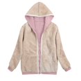thumbnail image 2 of MIASHUI Women's Lined Zip Up Hoodie with Drawstring, Winter Warm Long Sleeve Casual Jacket, Plush Composite Hooded Top Pink,XL, 2 of 4