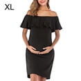 thumbnail image 1 of Sonducket Vestido de mujer Vestido de manga corta con hombros descubiertos Vestido de embarazada Falbala Tela de verano Prendas para la parte inferior del cuerpo negro SG, 1 of 6