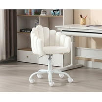 Dayalane Cute Kids Swivel Chair, Comfy Rolling Children Desk Chair, Adjustable Student Task Chair Study Chair, Vanity Chair with Finger Shaped Back for Bedroom Kids Room School, White