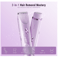 thumbnail image 2 of 2-in-1 women's bikini trimmer, double headed bikini shaver, body and facial hair removal, rechargeable cordless electric shaver, suitable for face, chin, pubic bone, armpit, IPX7 waterproof, purple, 2 of 6