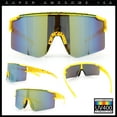 thumbnail image 2 of Color Mirror Lens Oversized Half Rim Sport Rectangle Monoblock Shield Plastic Sunglasses Yellow - Teal Mirror, 2 of 8