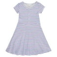 thumbnail image 3 of BTween 3-PC Girls Summer Dress Set - Short Sleeve Casual Skater Dresses - Purple Stripe/Black Floral/Pink Tie Dye, Size 4-5, 3 of 4