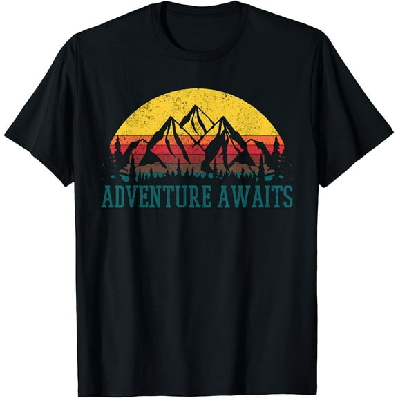 Adventure Awaits - Vintage Mountains Outdoor Hiking Camping T-Shirt
