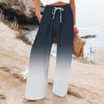thumbnail image 2 of Loose Pants for Women, Audhol Women's and Fashionable Geometric Texture Wide Leg Beach Casual Pants Wide-Leg Trousers Navy L, 2 of 8
