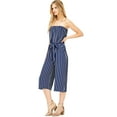 thumbnail image 4 of Ambiance Apparel Women's Juniors Striped Wide Leg Tube Top Jumpsuit (L, Navy), 4 of 4