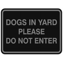 Signs ByLITA Classic Framed DOGS IN YARD PLEASE DO NOT ENTER Door or Wall Sign Durable ABS Plastic | Laser Engraved | Easy Installation | Elegant Design (Black / Silver) - Large