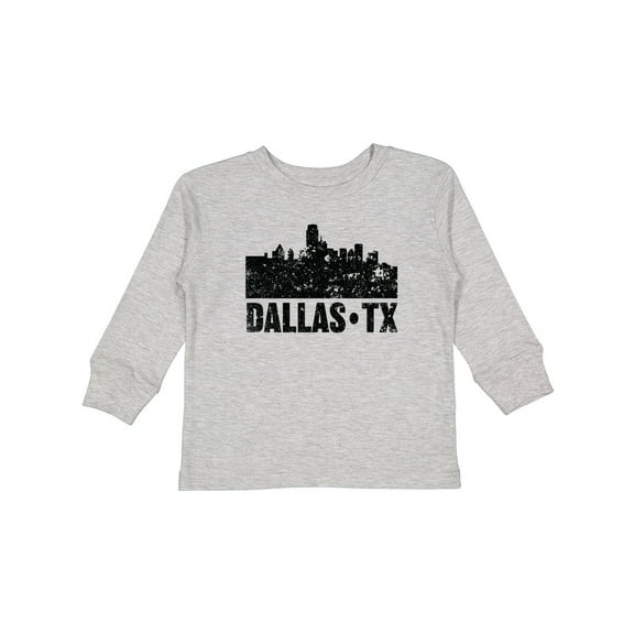 Inktastic Dallas Texas City Skyline with Grunge Boys or Girls Long Sleeve Toddler T-Shirt