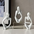 thumbnail image 5 of PEACNNG Home Decor Thinker Statue Living Room Decorations Abstract Art Sculpture Set of 3 Resin Collectible Figurines for Office Table Shelf Decor (White), 5 of 5