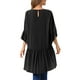 thumbnail image 3 of INSPIRAR CHIC Blusas Asimétricas de Mujer con Mangas de Campana 3/4, Cuello Redondo, Espalda con Abertura, Dobladillo con Volantes, Talla XL, Color Negro, 3 of 6