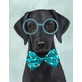 thumbnail image 2 of Fab Funky 26x32 White Modern Wood Framed Museum Art Print Titled - Black Labrador with Glasses and Bow Tie, 2 of 4