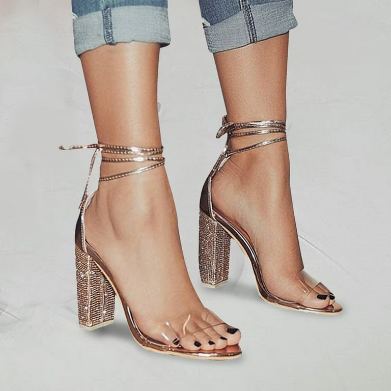 Clear and gold heels hot sale