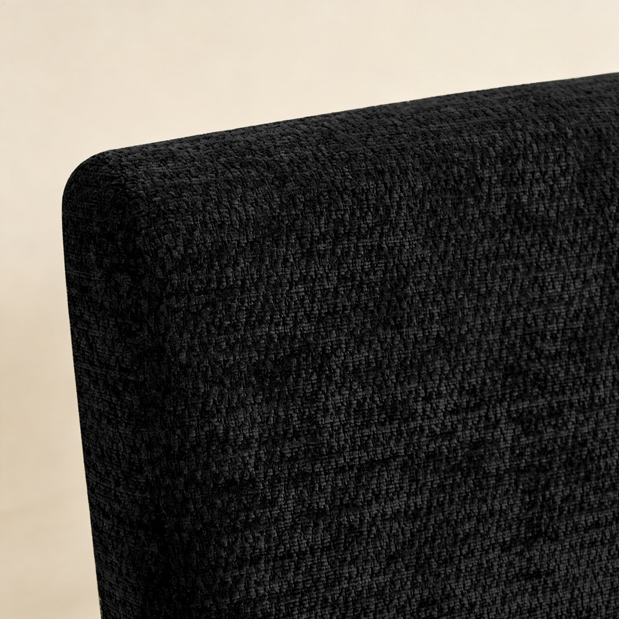 CHUN YI Chenille Upholstered Dining Chairs Set of 2, Open Back Kitchen Dining Room Chairs with Solid Rubberwood Frame, French Country Style, Black