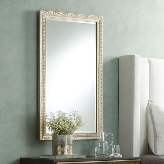 Noble Park Shaina Rectangular Vanity Decorative Wall Mirror Modern Champagne Gold Wood Frame 24" Wide Bathroom Bedroom Living Home