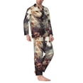 thumbnail image 6 of Salouo Flower Cat Couple Print Button-Front Long Sleeve Pajama Set for Men, Soft 2Pjs Men's Long Sleeve Sleepwear -Medium, 6 of 7
