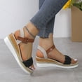 thumbnail image 6 of NOKIO Platform Sandals for Women Open Toe Summer Sandals for Women Dressy Ladies Fashion Summer Sequins Decorative Open Toe Buckle Wedge Heel Thick Sole Sandals Shoes, 6 of 9