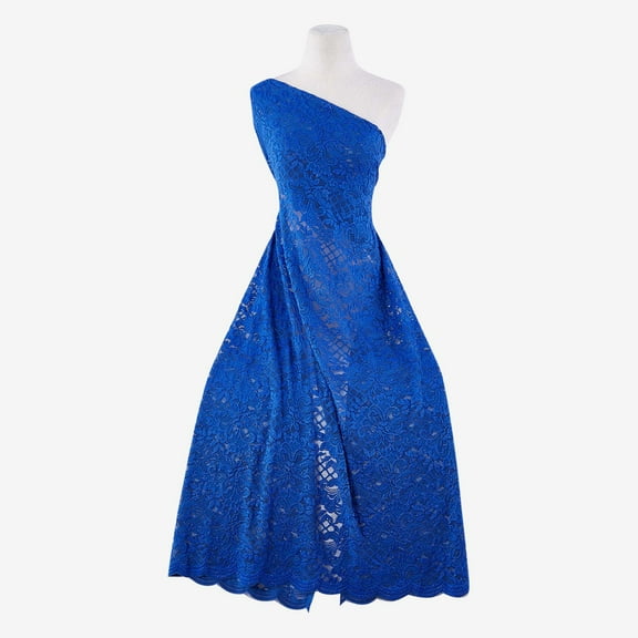 Zelouf Titan Floral Stretch Glitter Lace Scallop  , Sewing, DIY, Crafts Fabric by the Yard, Arresting Royal, 3 Yard