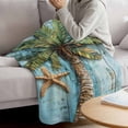 thumbnail image 3 of Coastal Beach Green Tree Blanket Soft Cozy Warm Throw Blanket for Couch, Plush Fuzzy Flannel Fleece Blankets for Sofa, Abstract Oil Painting Starfish Bed Blankets Lightweight Gifts for Women, 32"x48", 3 of 9