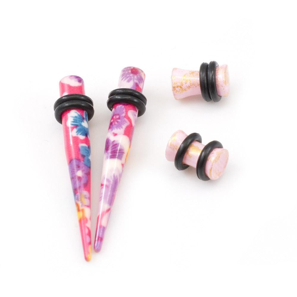 Flowers Ear Stretching Tapers And Ear Plugs 8g to 5/8 Set Of 4 - Walmart.com