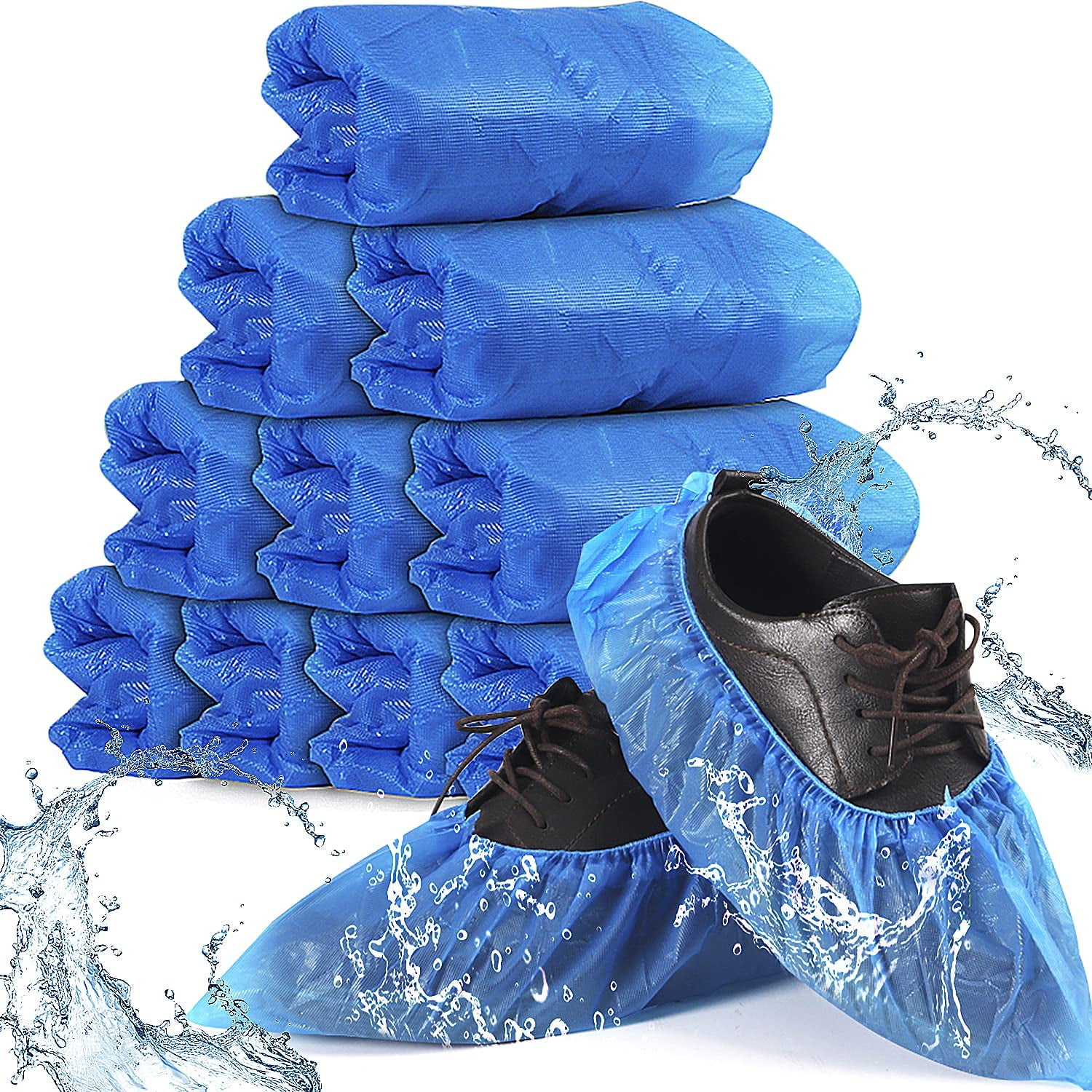 40 Premium Blue Disposable Overshoes Shoe Covers 3.5g Embossed 
