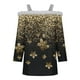 thumbnail image 4 of Puntoco Camiseta con estampado navideño de hombros descubiertos y estilo casual para mujer, 4 of 5