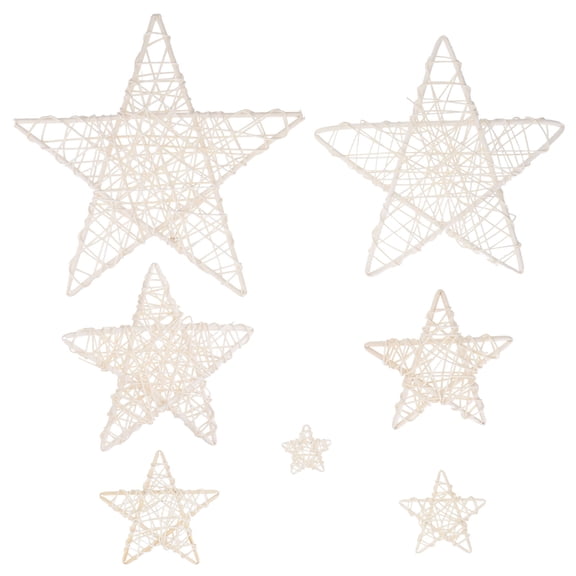 HIAKDOFT 8Pcs Rattan Stars Synthetic Material Hanging Decorations For Christmas And Birthday Parties