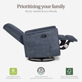 thumbnail image 4 of Evolur Raleigh Basic Glider |Recliner| Rocker, Blue Fog, 4 of 8