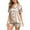 Beige, variant on Women's 2-Piece Satin Pajama Set Short Sleeve Cooling Sleepwear Lightweight Loungewear Top & Pants Set with Button Front