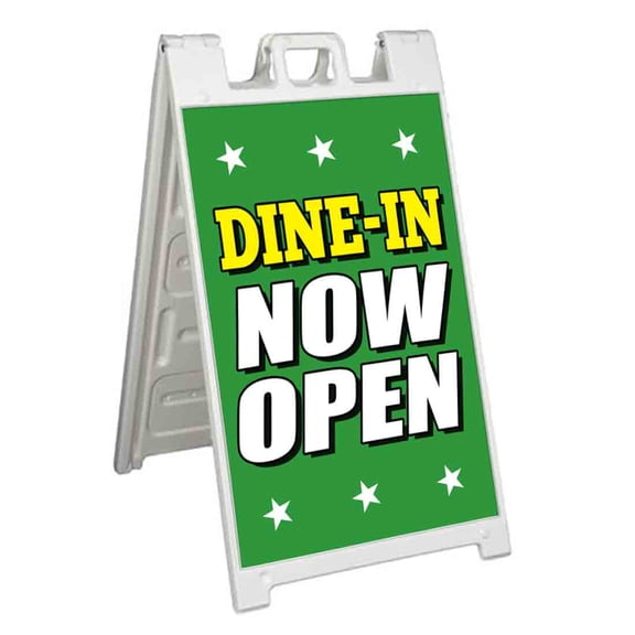 Dine-In Now Open (24" X 36") Standard A-Frame Signicade, Includes Decal Applied To Stand