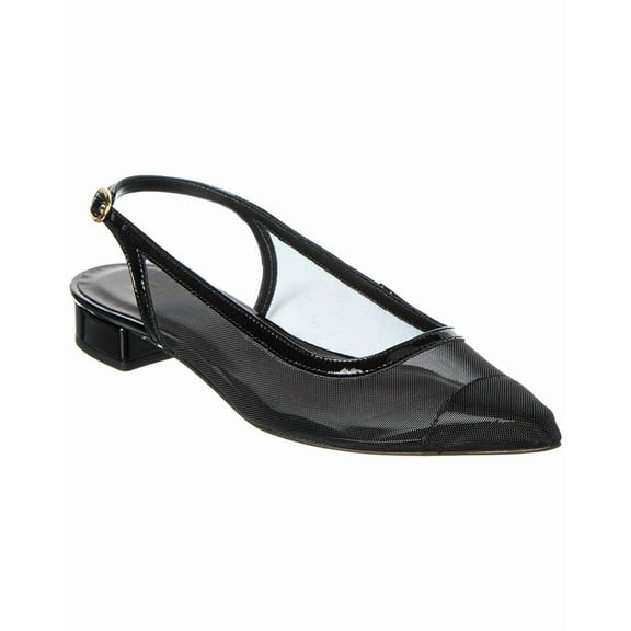 M by Bruno Magli Polina Mesh & Leather Slingback Pump, 6.5, Black