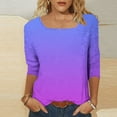 thumbnail image 5 of Dolkfu Square Neck Women Shirts 3/4 Sleeve Dressy Gradient Print Tunic Ladies Tops,S, 5 of 7