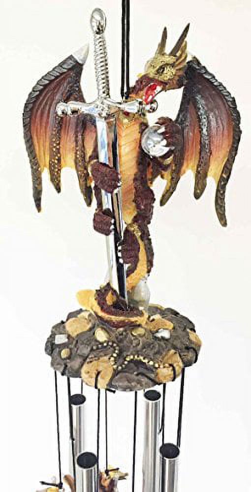Excalibur Sword Fire Night Dragon Resonant Relaxing Wind Chime Garden Patio