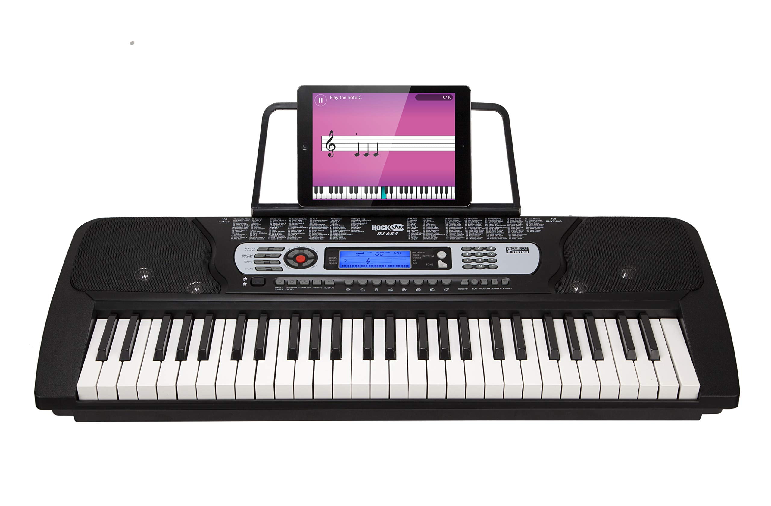 RockJam 54-Key Portable Electronic Keyboard with Interactive LCD Screen &  Includes Piano Maestro Teaching App with 30 Songs