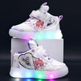 thumbnail image 5 of Light up Shoes for Girls Cute Cartoon Trendy Color Block Flat Sneakers Hook and Loop Lace up Casual Skate Shoes Purple 8.5 Toddler, 5 of 8