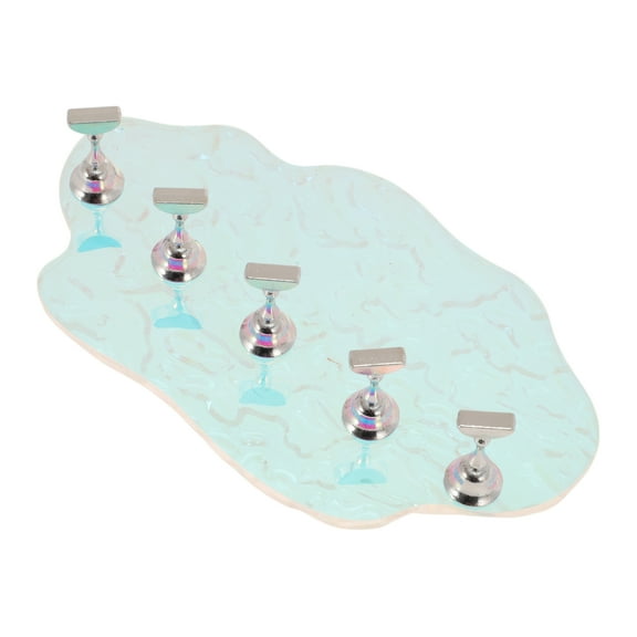 Unique Bargains 1 Set Polygonal Nail Display Stand for Nail DIY Colorful Silver Tone