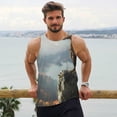 thumbnail image 6 of Gukieu Autumn Dragon Mountain View Print Men's Quick Dry Fitness Vest, Round Neck Sleeveless Fitness Bodybuilding Top-XX-Large, 6 of 7