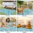 thumbnail image 4 of Hasoo 9' x 12' Blue/White Outdoor Rug for Patio Decor Waterproof Plastic Straw Modern Geometric Carpet PP Tube Woven Portable Camping Mat for Picnic Balcony, 4 of 7