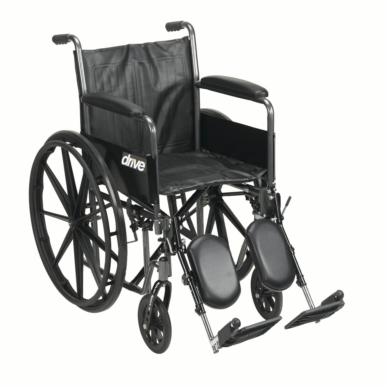 Drive Medical Silver Sport 2 Wheelchair, Detachable Full Arms, Elevating Leg Rests, 16" Seat