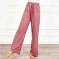 thumbnail image 4 of Wide Leg Yoga Pants Drawstring High Waisted Solid Pink Cotton Soft Long Palazzo Pants Lounge Pajamas Pant Dance Trousers, 4 of 6