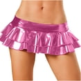 thumbnail image 2 of QATAINLAV Layered Mini Skirts for Women Stretchy Waist Ruffle Skater Micro Skirt Party Dance Clubwear Hot Pink, 2 of 4