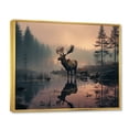 thumbnail image 2 of Designart "Misty Morning with Moose in Brown Peach" Animals Floater Framed Wall Art Living Room, 2 of 7