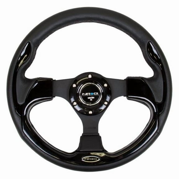 NRG RST-001BK Reinforced Steering Wheel, Black with Gloss Black Trim - 320 mm