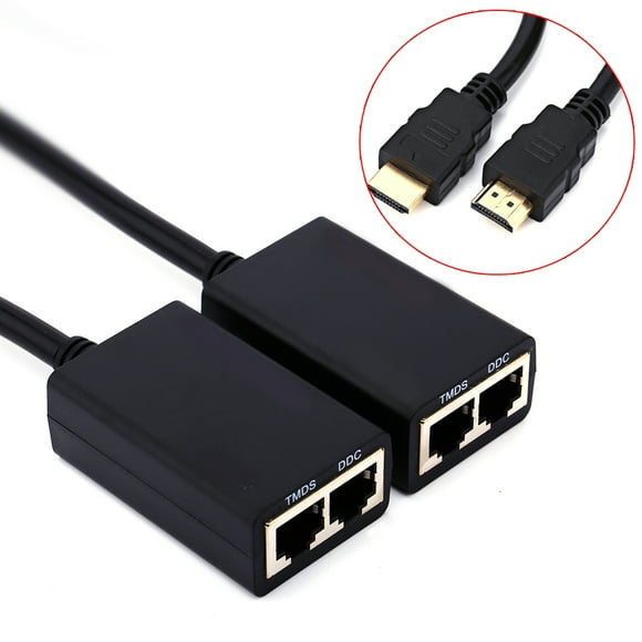 Extension Cable, Up To 1080p Receiver&Sender Over RJ45 CAT6 CAT5e LAN Ethernet Balun Repeater Extender