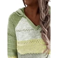 thumbnail image 3 of FASHIONWT Women Fall V-Neck Long Sleeve Pullover Matching Color Hooded Jumper Sweater, 3 of 4