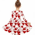thumbnail image 2 of Girls Valentine’s Day White Heart Print Long Sleeve A-Line Flowy Dress - Stretchy Machine Washable 4-14 Years,Size 5-6 T, 2 of 7