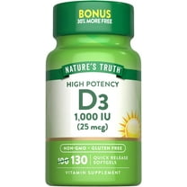 Vitamin D3 1000 IU | 130 Softgels | High Potency D | For Men and Women | by Nature's Truth