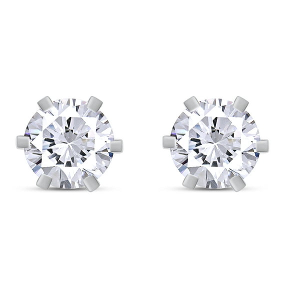 Moissanite Earring , Total 4.0ct 8.0mm EF Round Cut Lab Created Diamond, 18K White Gold Plated 925 Sterling Silver ,Stud Earrings For Men Women