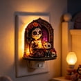 thumbnail image 6 of Day of the Dead Skull Plug In Night Light, Acrylic Sugar Skull Wall Lamp with Warm Glow, Halloween Decor for Bedroom Hallway Entryway Home, 6 of 6